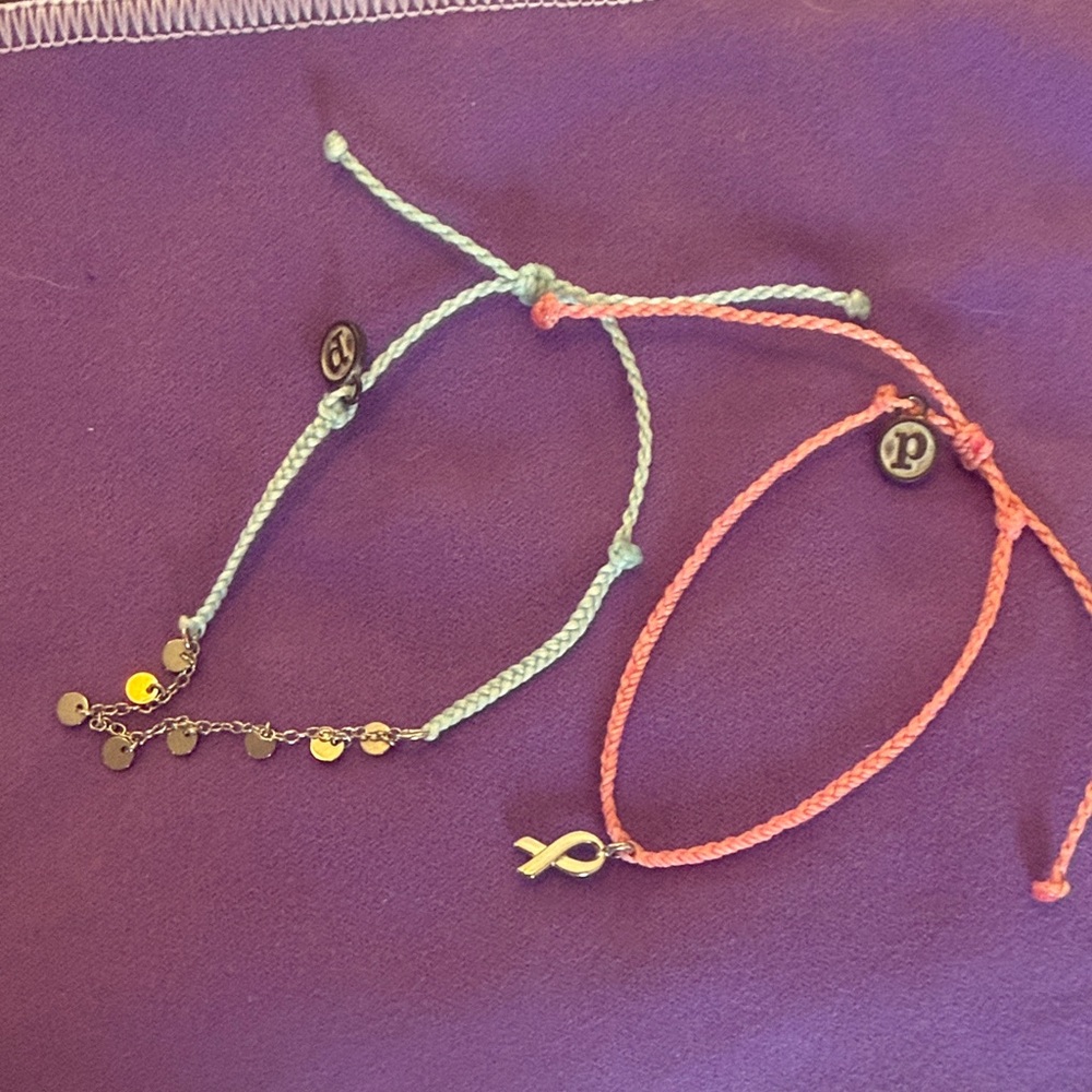 Pura Vida Pink and Light Blue Adjustable Bracelet Set